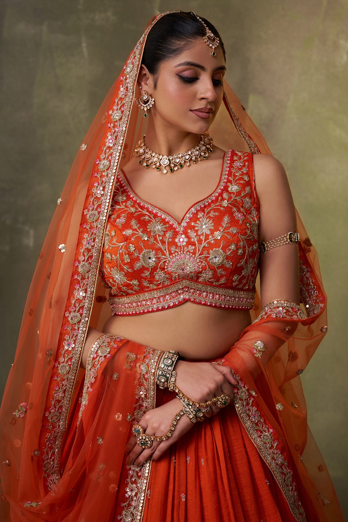 Orange Readymade Embroidered Georgette Lehenga-SAR12889_2_SareeButa.com