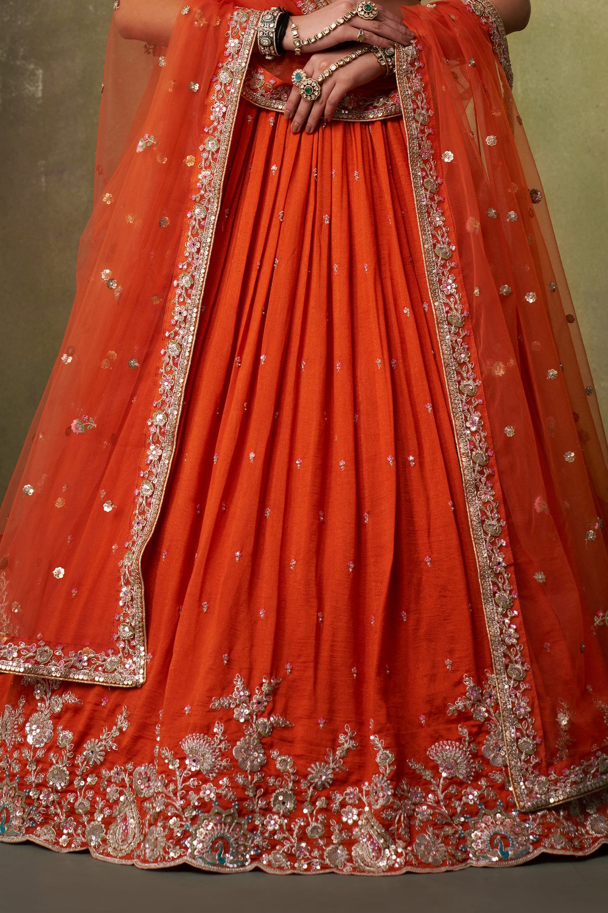 Orange Readymade Embroidered Georgette Lehenga-SAR12889_6_SareeButa.com