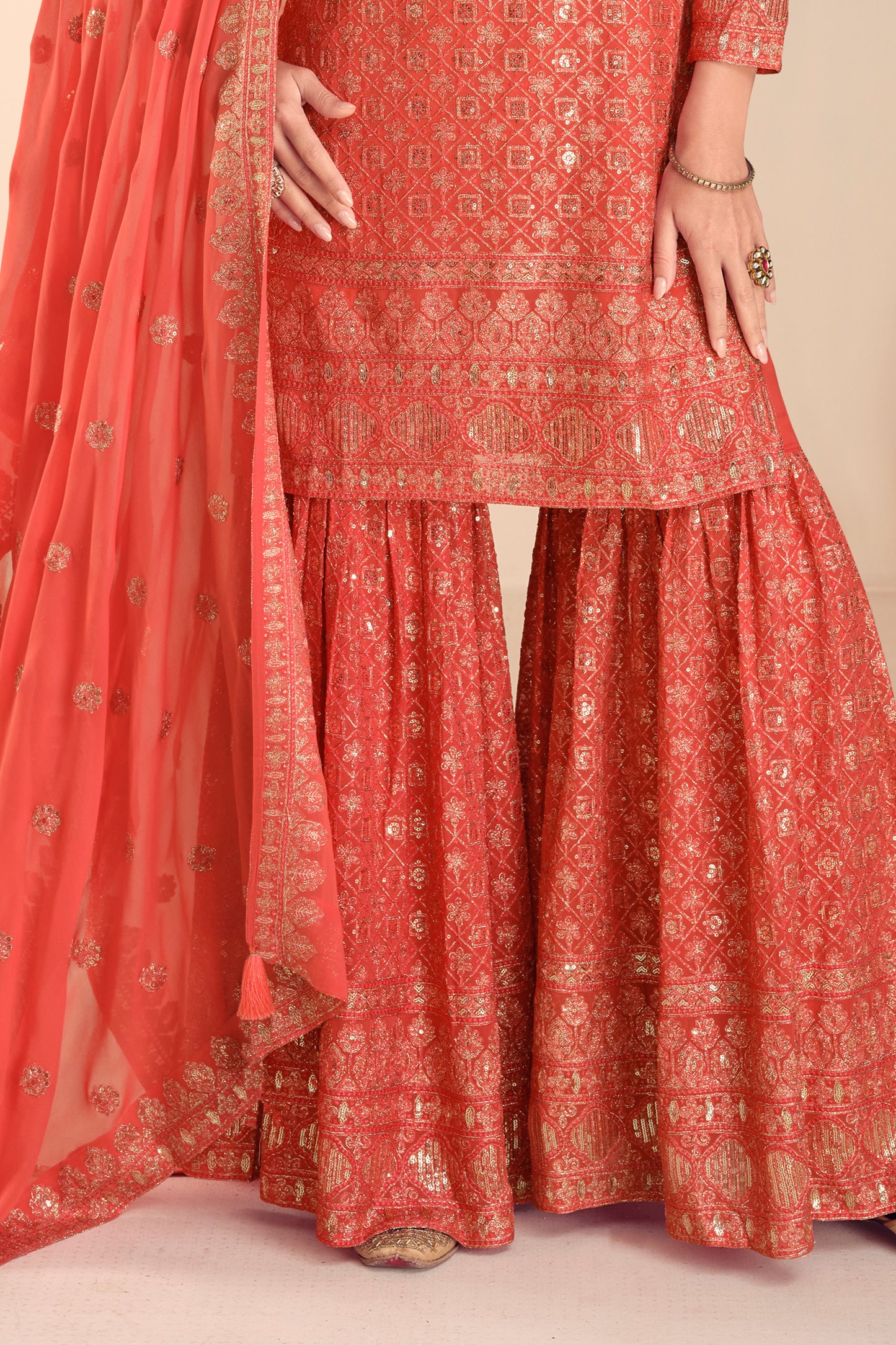 Orange Readymade Embroidered Georgette Suit-SAR12228_4_SareeButa.com