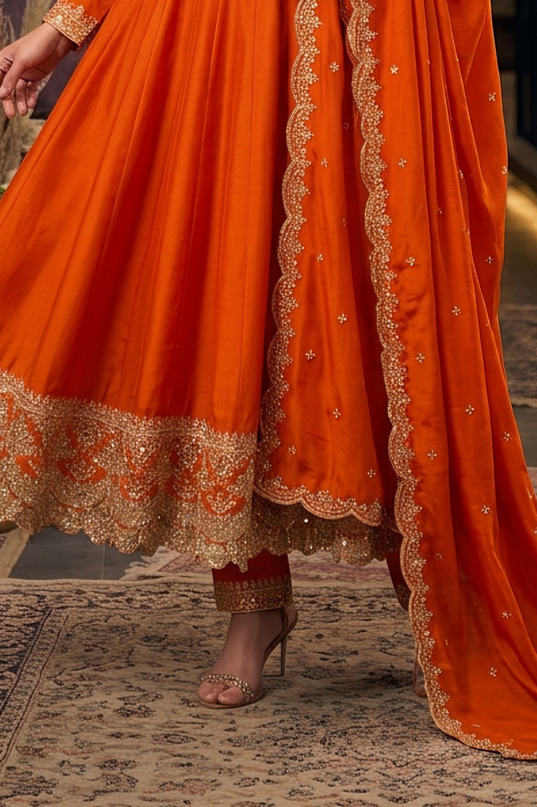 Orange Readymade Embroidered Silk Anarkali Suit-SAR13094_7_SareeButa.com