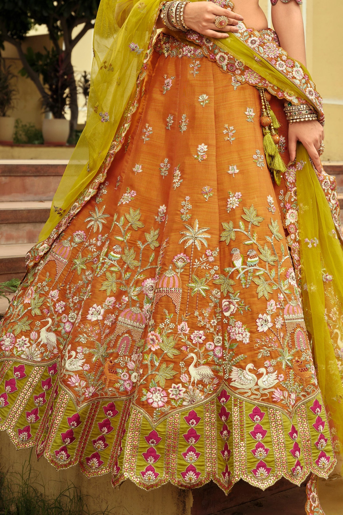 Orange Readymade Embroidered Silk Lehenga-SAR10902_4_SareeButa.com