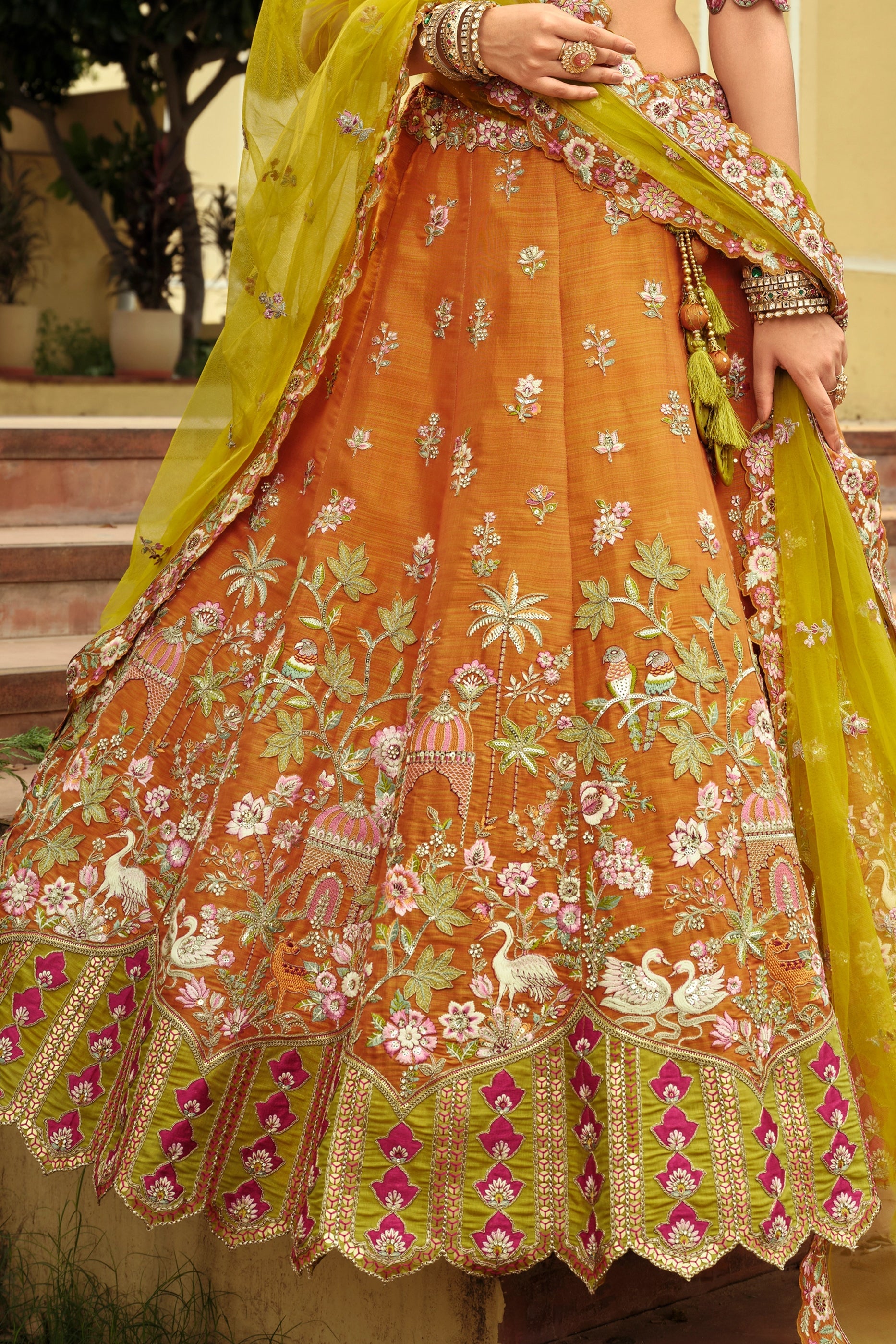 Orange Readymade Embroidered Silk Lehenga-SAR10902_4_SareeButa.com