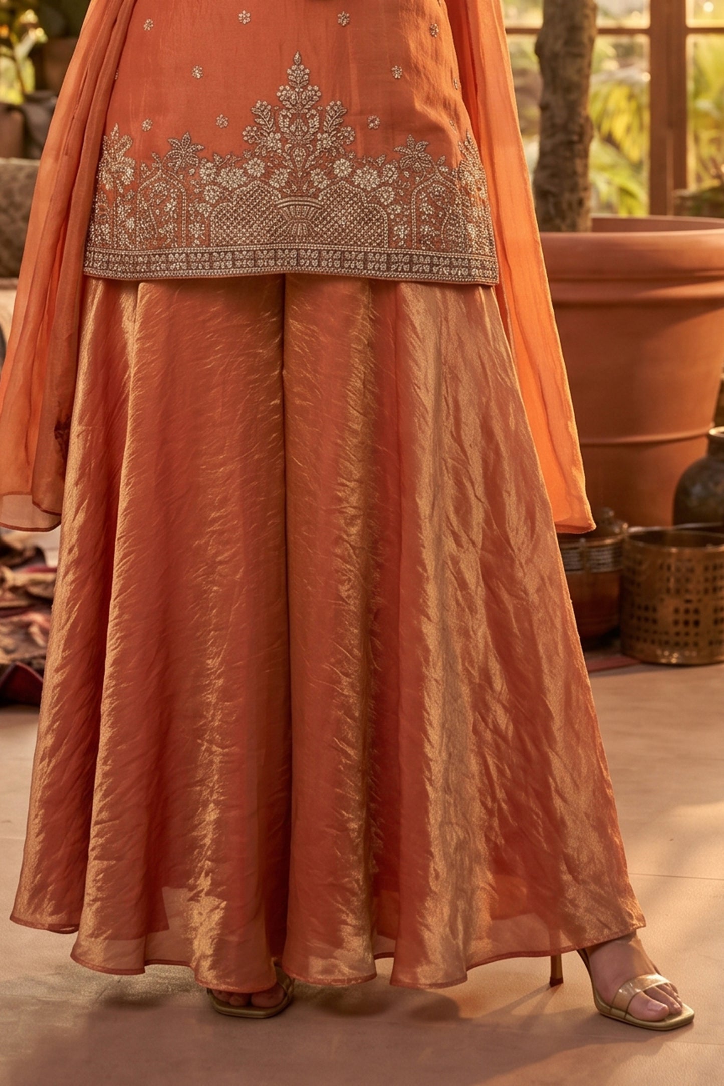 Orange Readymade Embroidered Silk Palazzo Suit-SAR13017_6_SareeButa.com