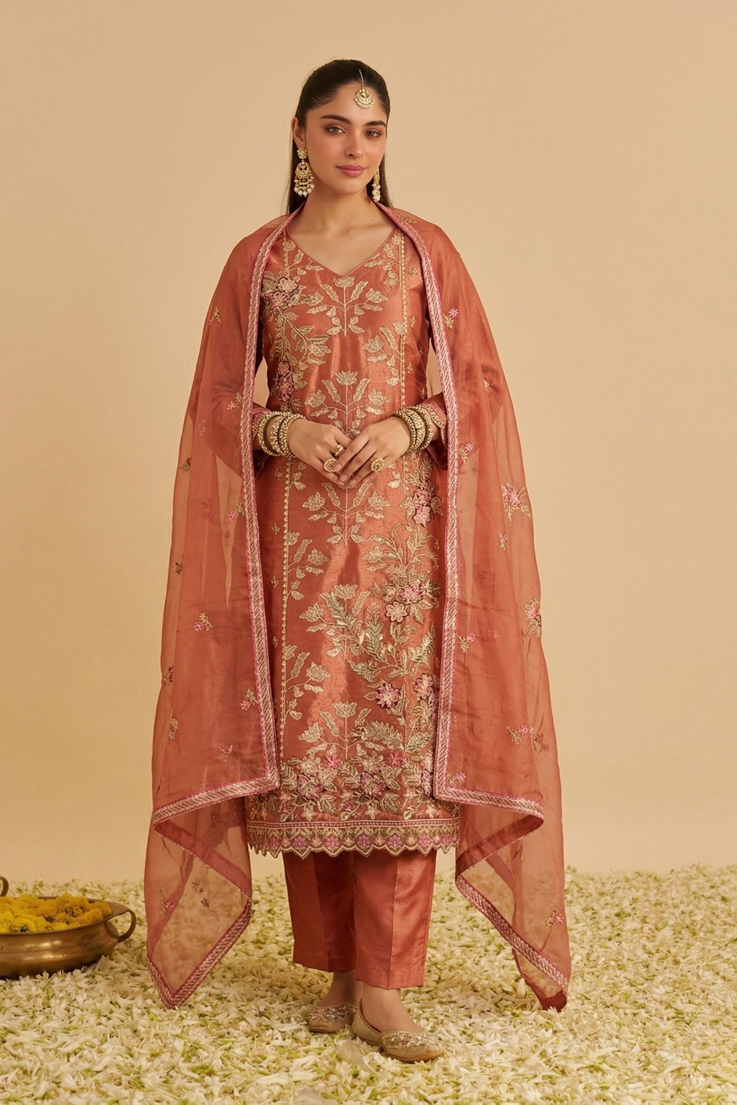 Orange Readymade Embroidered Simar Silk Suit-SAR12759_1_SareeButa.com