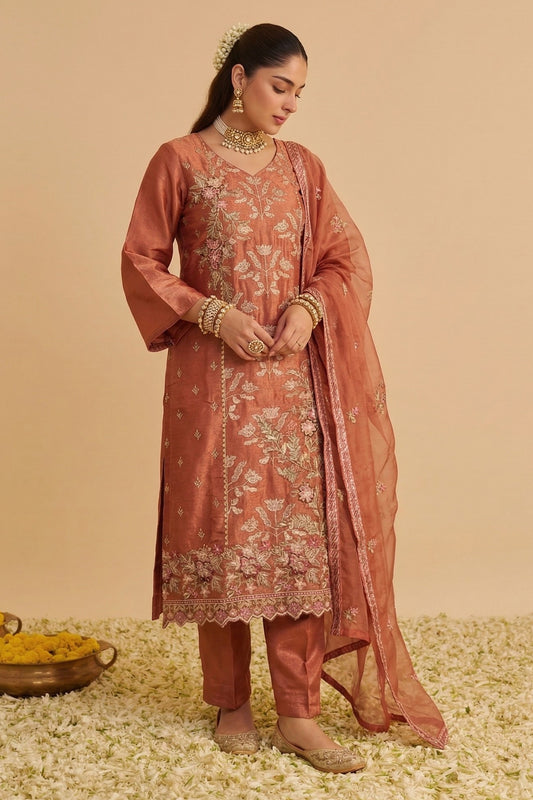 Orange Readymade Embroidered Simar Silk Suit-SAR12759_2_SareeButa.com