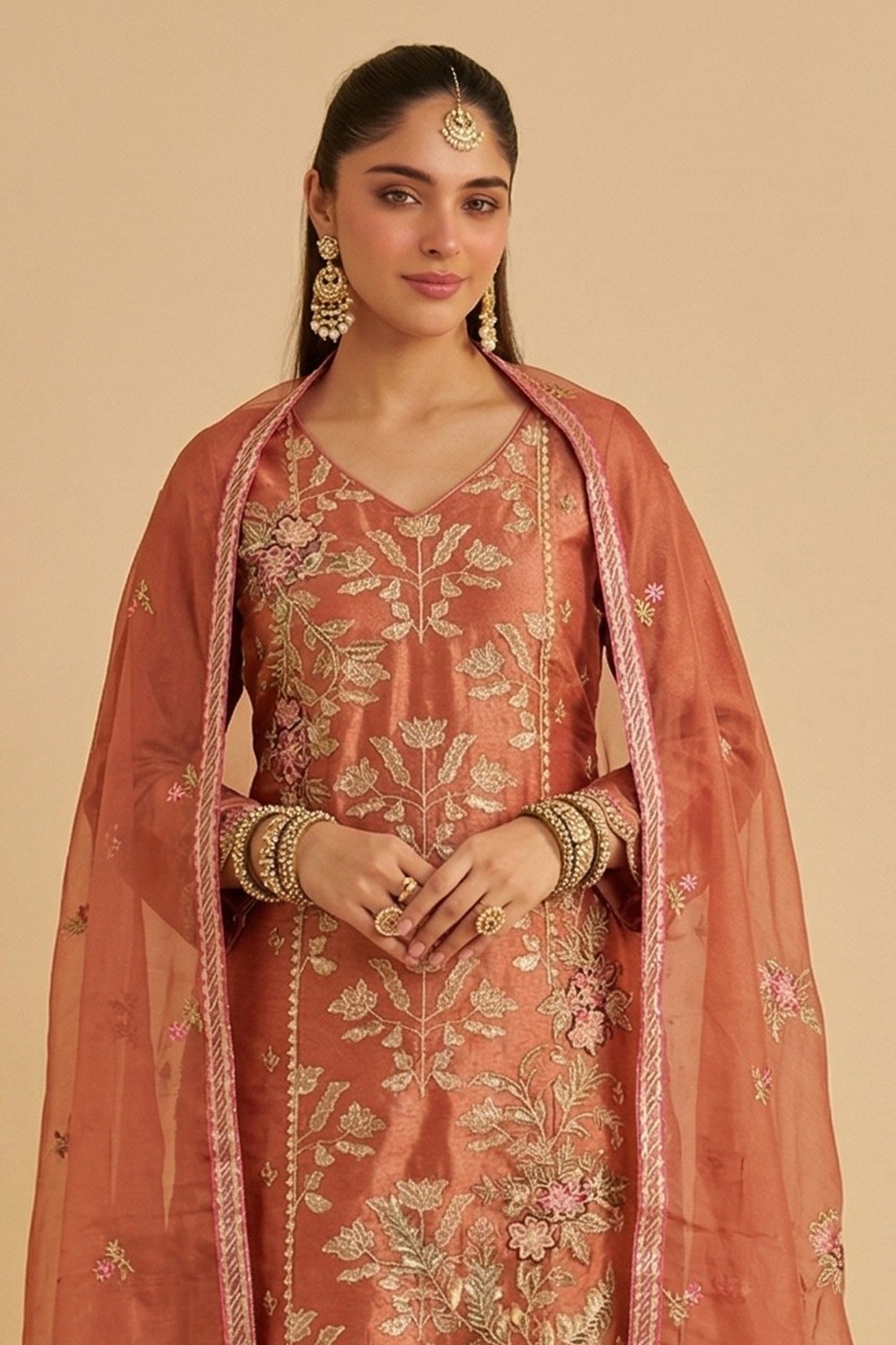 Orange Readymade Embroidered Simar Silk Suit-SAR12759_3_SareeButa.com