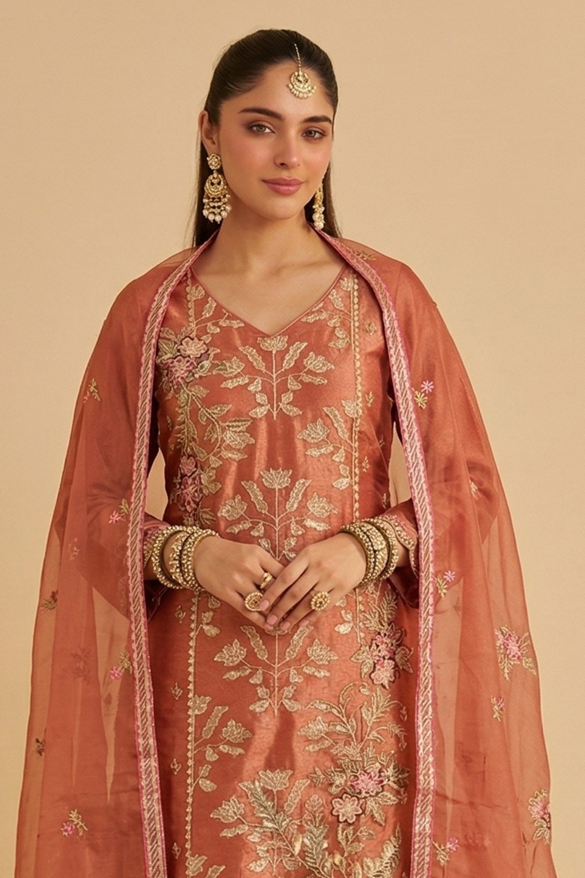Orange Readymade Embroidered Simar Silk Suit-SAR12759_3_SareeButa.com