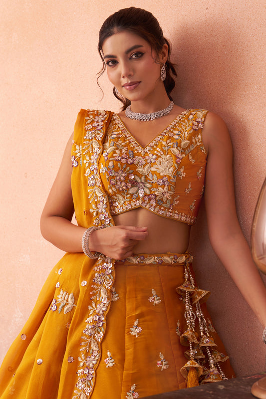 Orange Readymade Embroidered Tissue Lehenga-SAR12897_2_SareeButa.com
