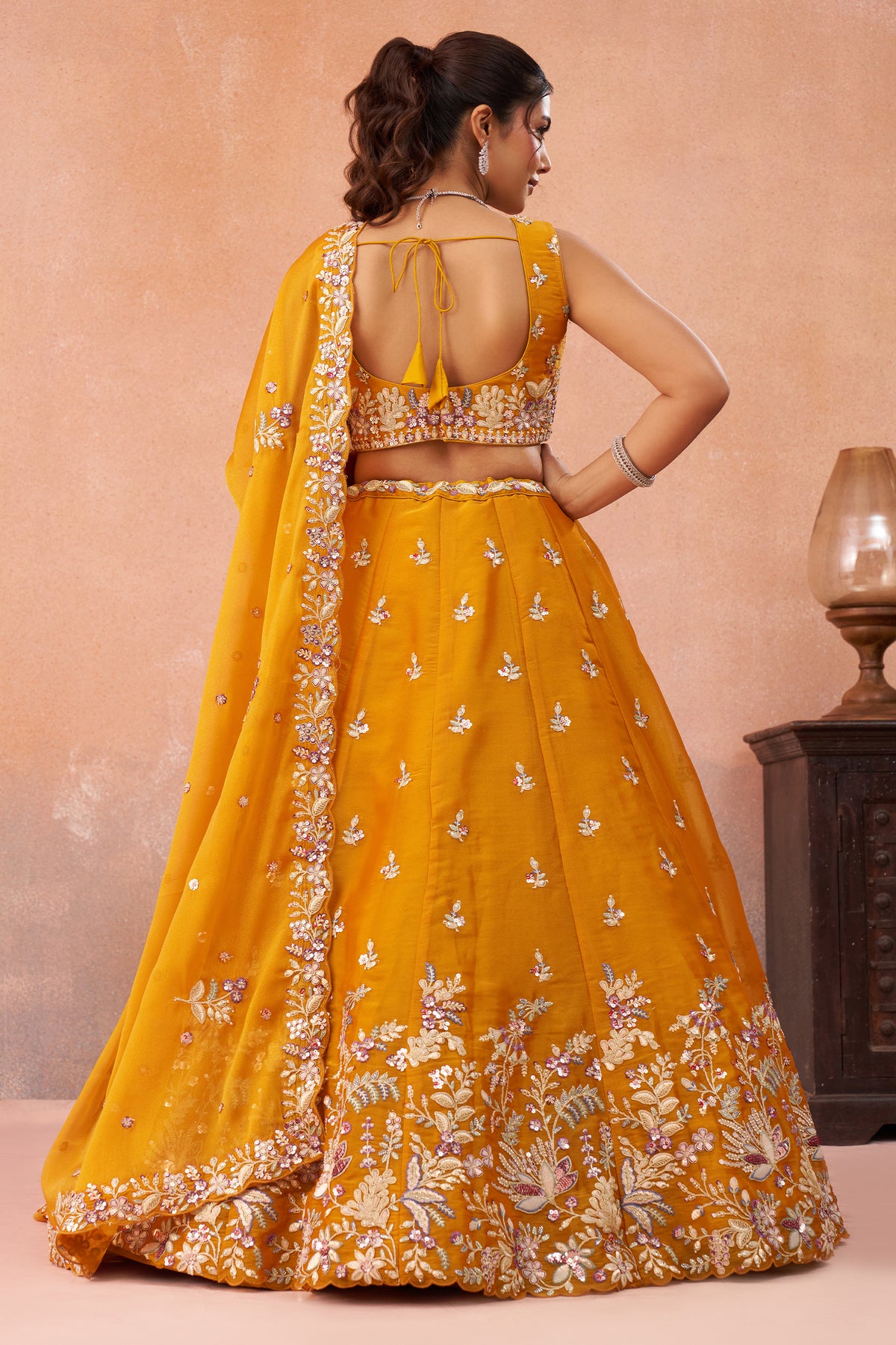 Orange Readymade Embroidered Tissue Lehenga-SAR12897_5_SareeButa.com