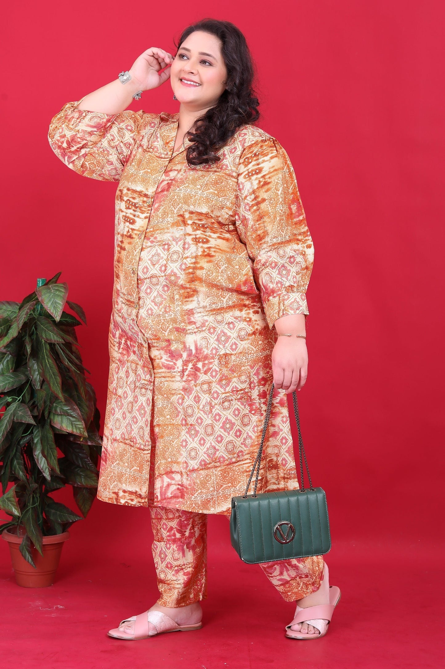 Orange Readymade Silk Co Ord Set-SAR11779_4_SareeButa.com