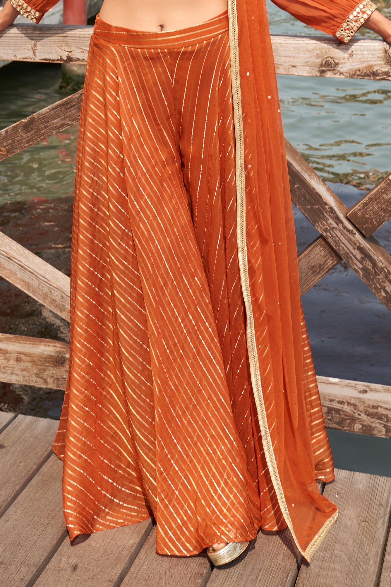 Orange Readymade Viscose Silk Palazzo Set-SS796_4_SareeButa.com