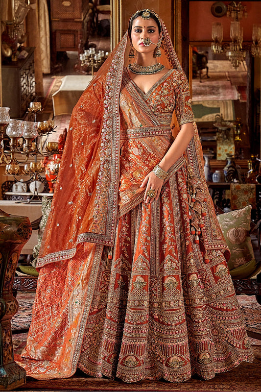 Orange Semi-Stitched Embroidered Silk Lehenga-SAR10319_1_SareeButa.com