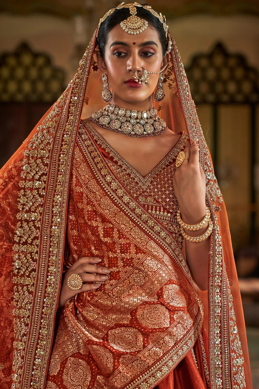 Orange Semi-Stitched Embroidered Silk Lehenga-SAR10327_2_SareeButa.com