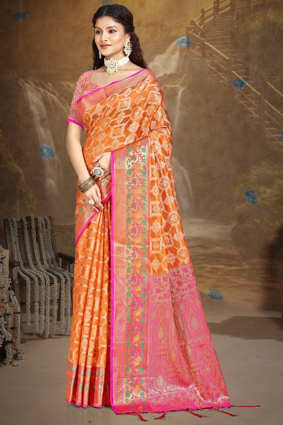 Orange Silk Saree-ZB132954_1_SareeButa.com