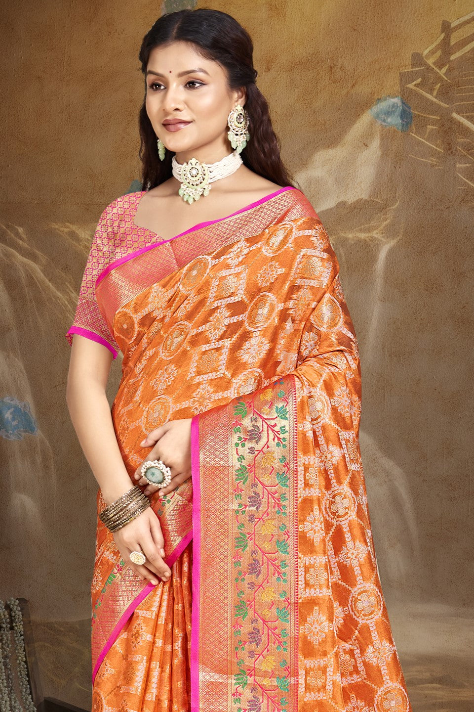 Orange Silk Saree-ZB132954_2_SareeButa.com