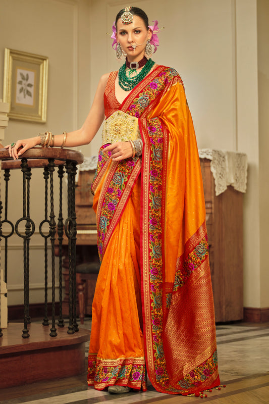 Orange Woven Banarasi Saree-ZB133631_1_SareeButa.com