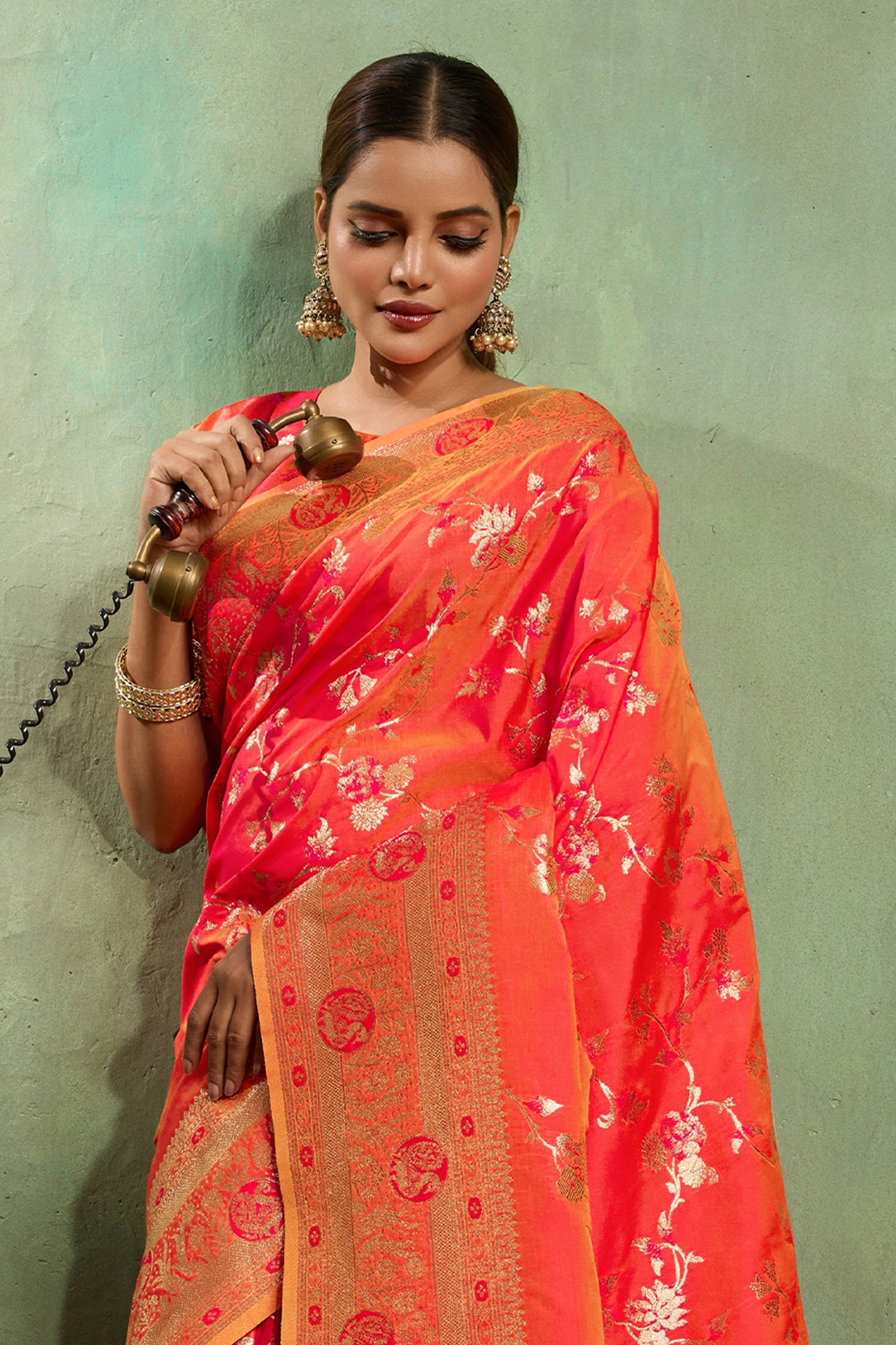 Orange Woven Banarasi Silk Saree-SAR11797_4_SareeButa.com