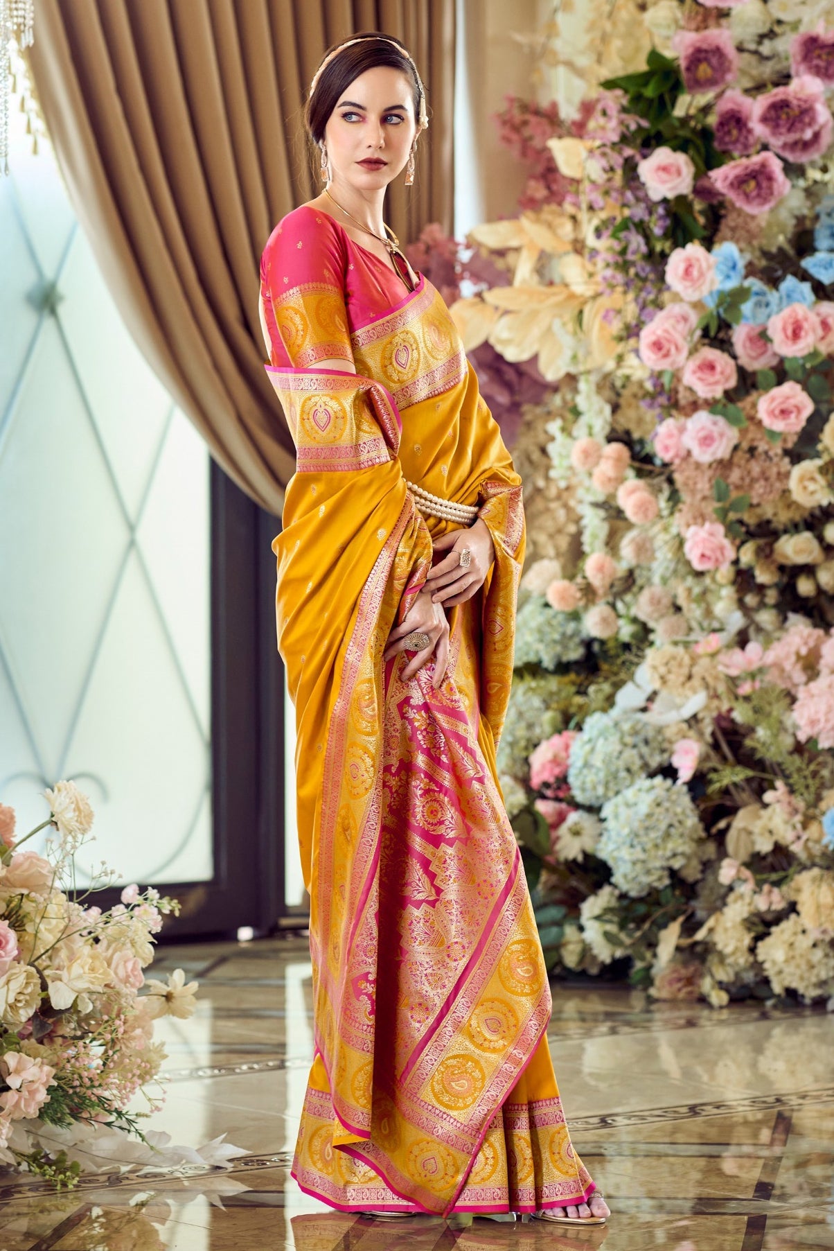 Orange Woven Banarasi Silk Saree-ZB134349_4_SareeButa.com