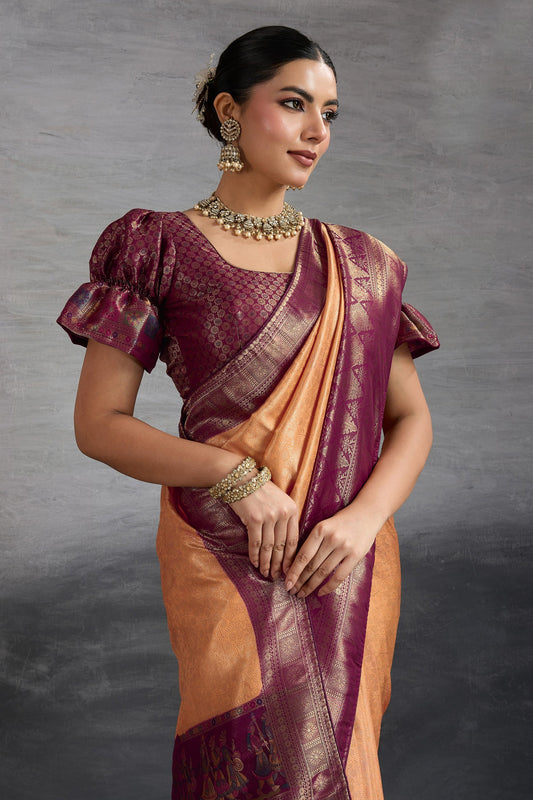 Orange Woven Kanjivaram Silk Saree-SAR10485_2_SareeButa.com