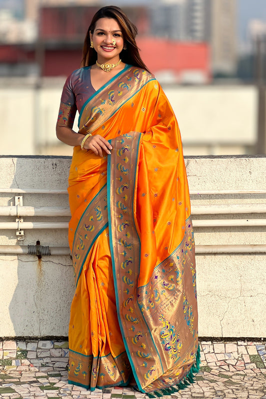 Orange Woven Paithani Saree-ZB134797_1_SareeButa.com