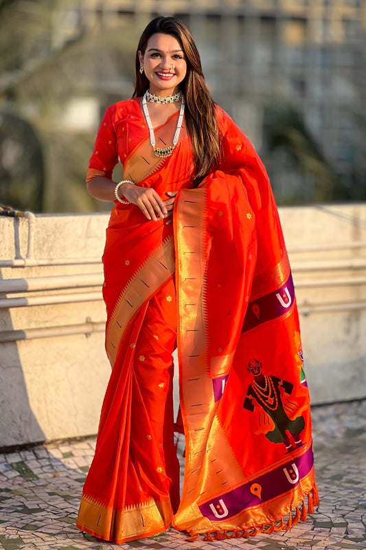 Orange Woven Paithani Saree-ZB134811_1_SareeButa.com