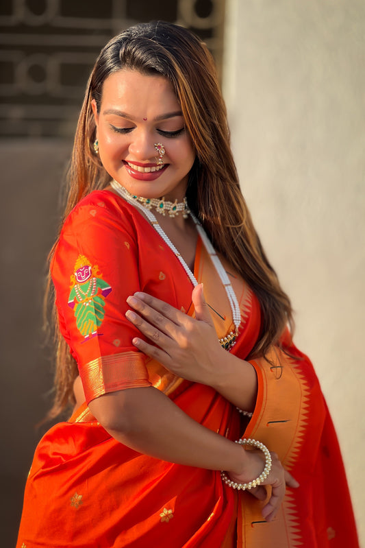 Orange Woven Paithani Saree-ZB134811_2_SareeButa.com