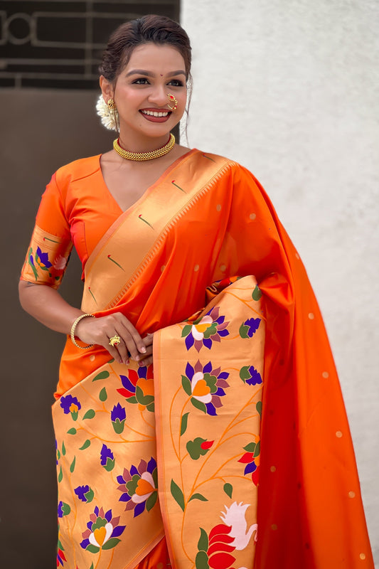 Orange Woven Paithani Saree-ZB134864_2_SareeButa.com