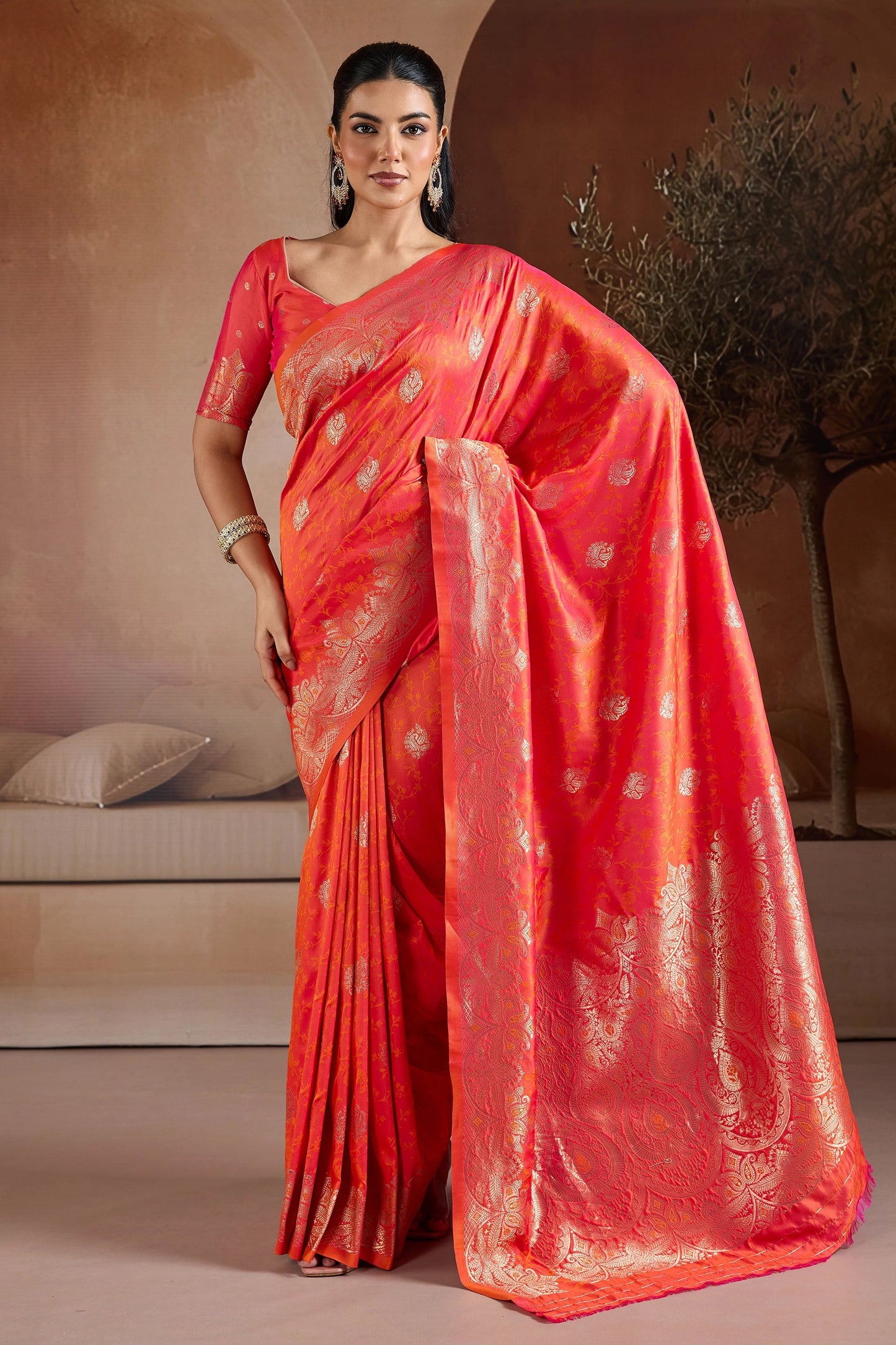 Orange Woven Silk Saree-SAR11189_1_SareeButa.com