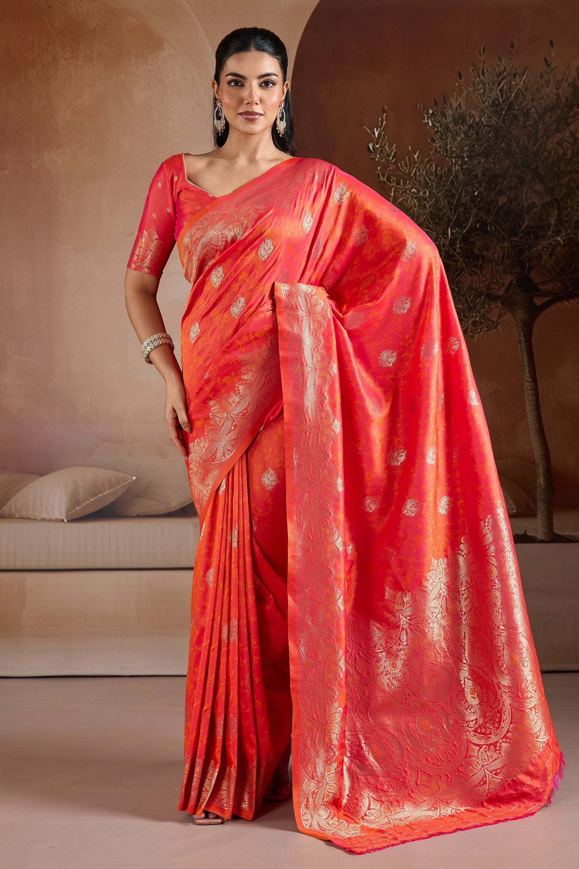 Orange Woven Silk Saree-SAR11189_1_SareeButa.com