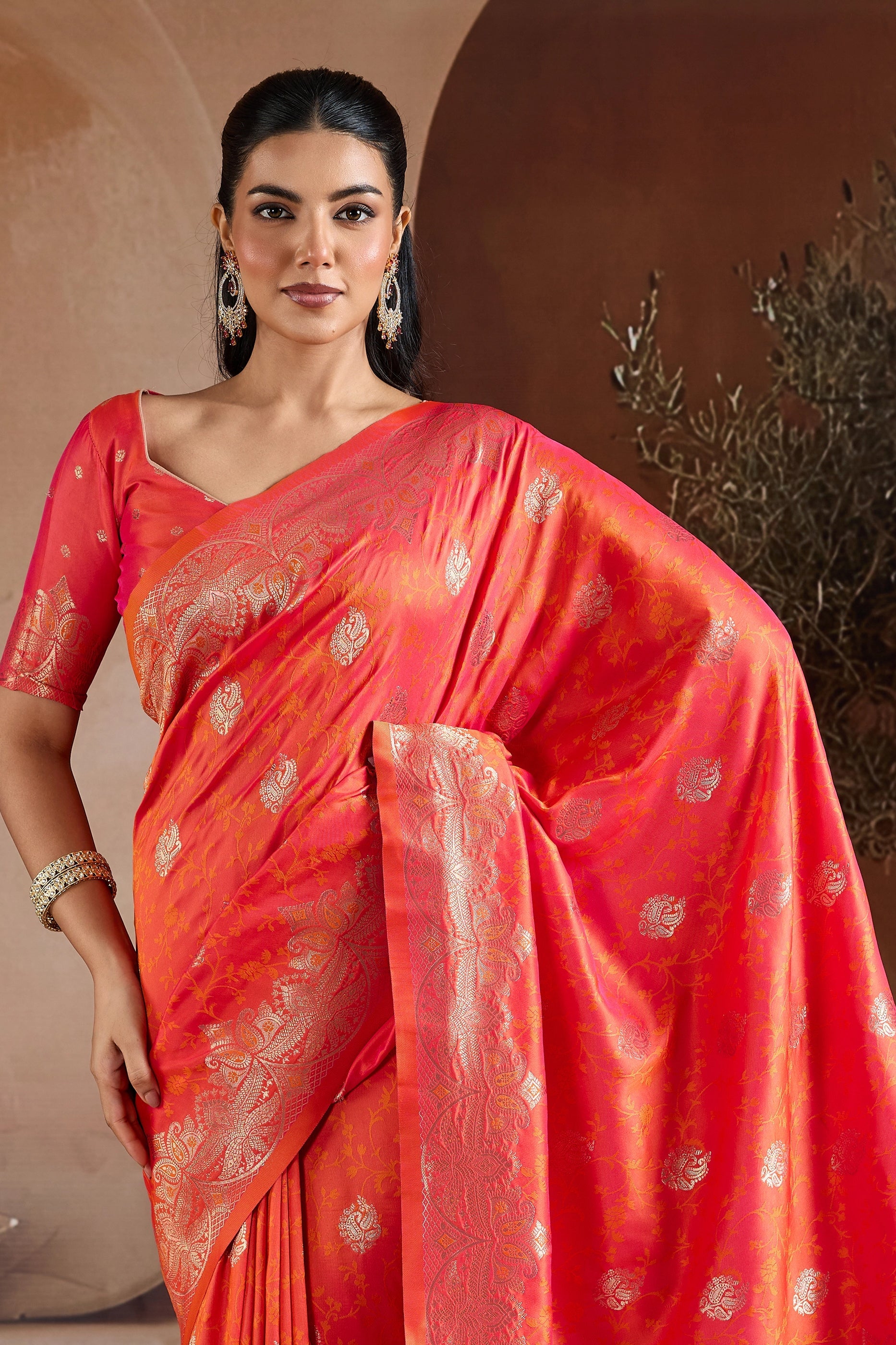 Orange Woven Silk Saree-SAR11189_2_SareeButa.com