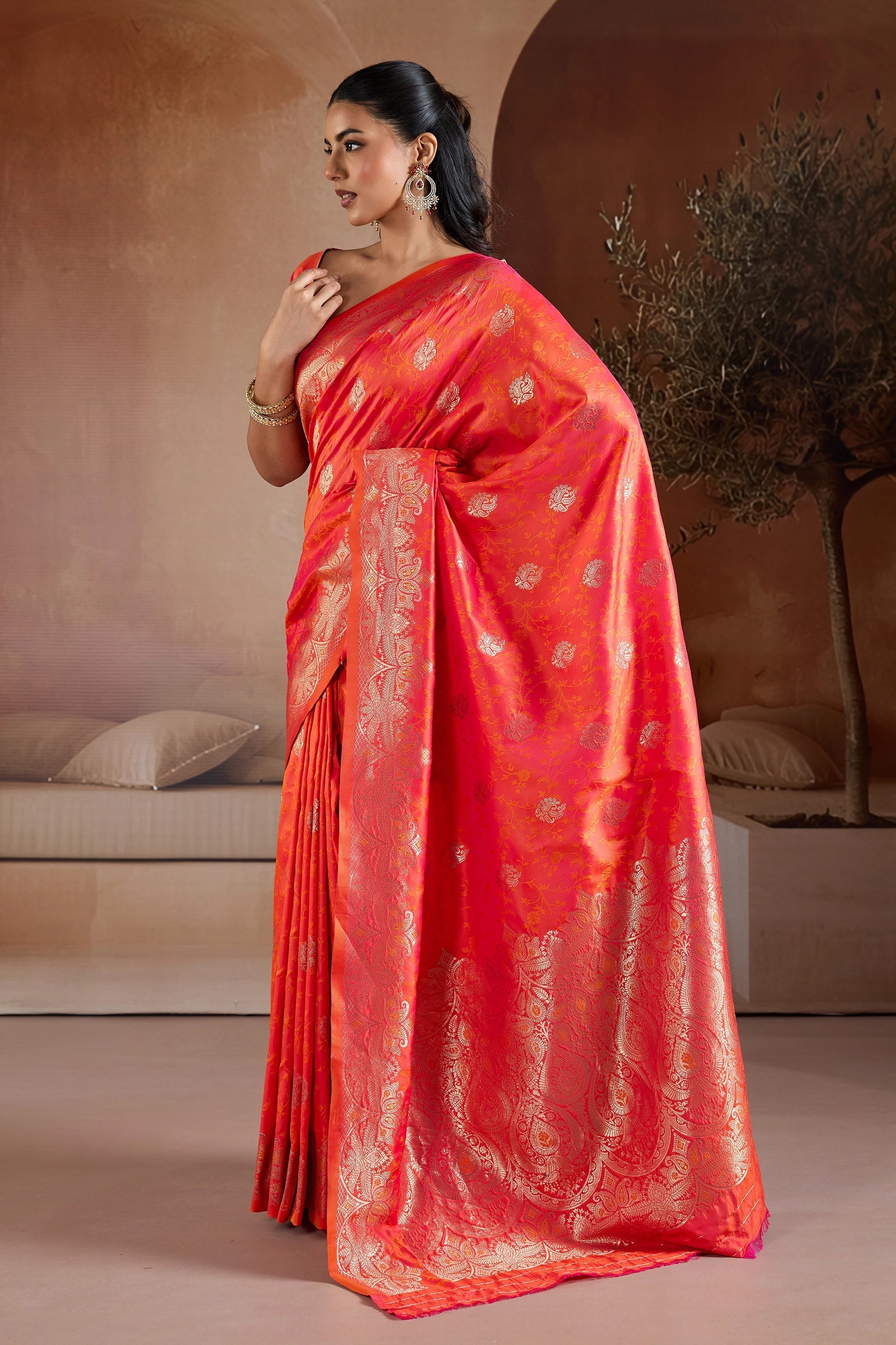 Orange Woven Silk Saree-SAR11189_4_SareeButa.com