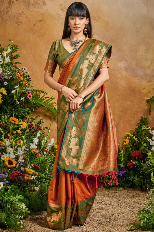 Orange Woven Silk Saree-SAR11212_2_SareeButa.com