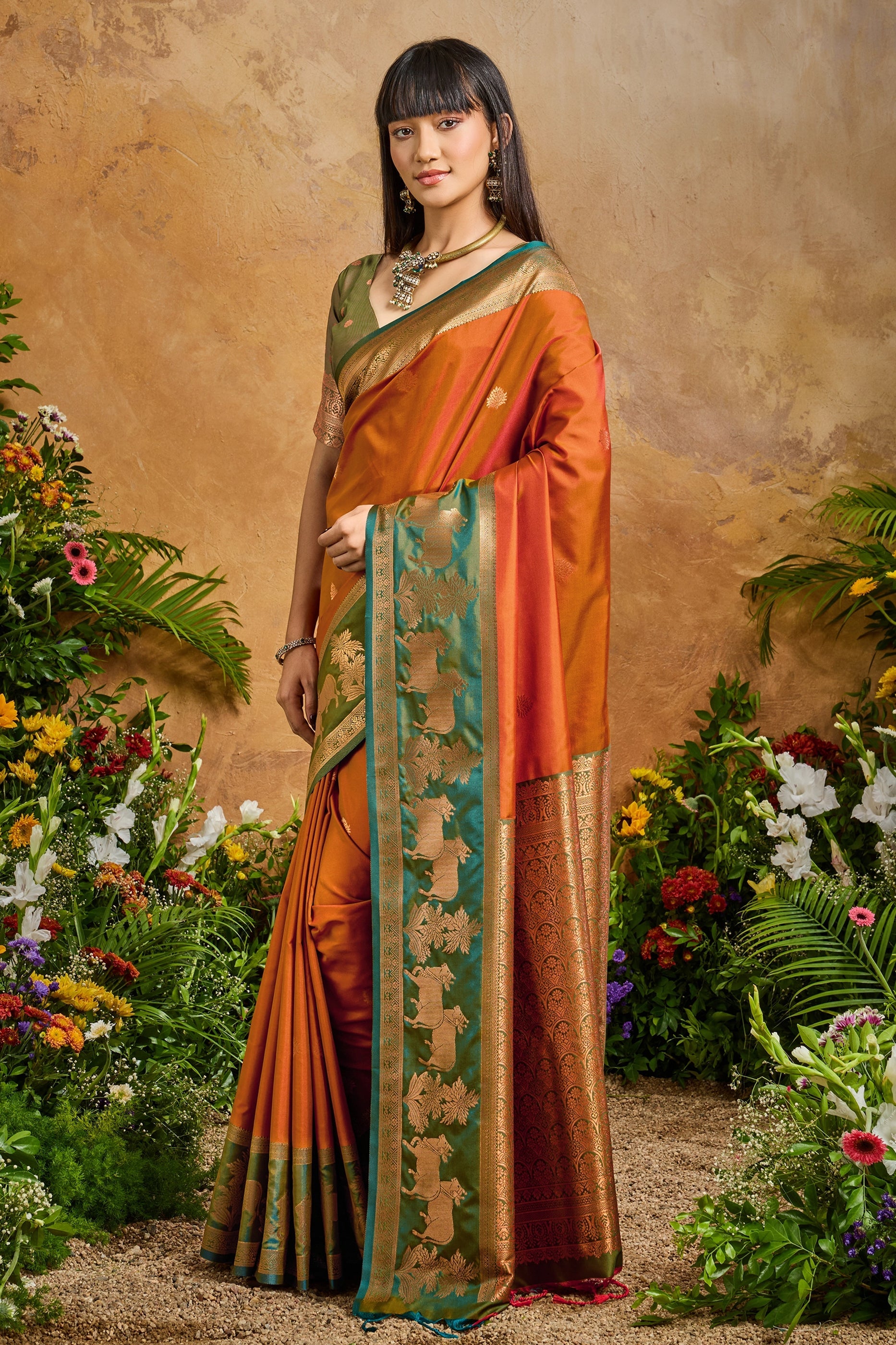 Orange Woven Silk Saree-SAR11212_4_SareeButa.com