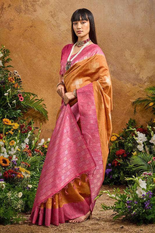 Orange Woven Silk Saree-SAR11930_2_SareeButa.com