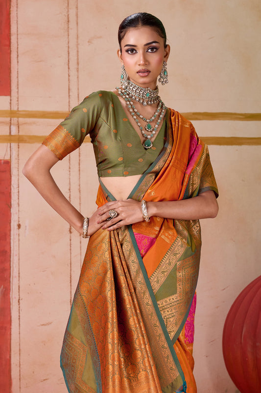Orange Woven Silk Saree-SAR11955_2_SareeButa.com