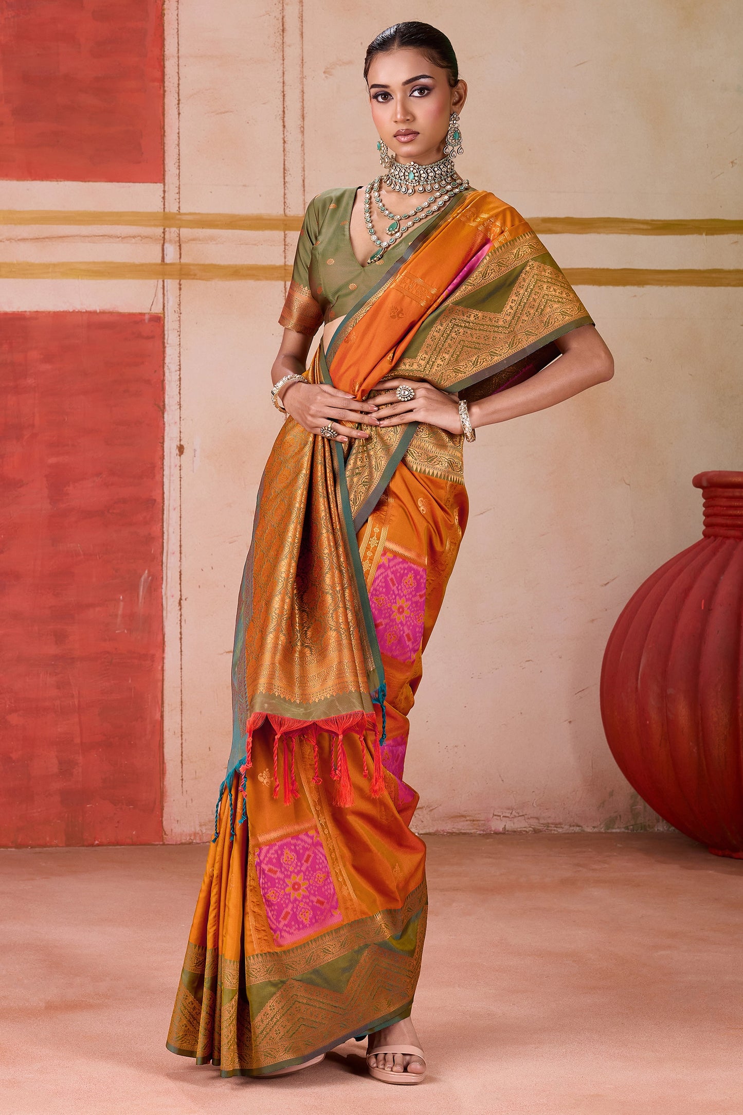 Orange Woven Silk Saree-SAR11955_3_SareeButa.com