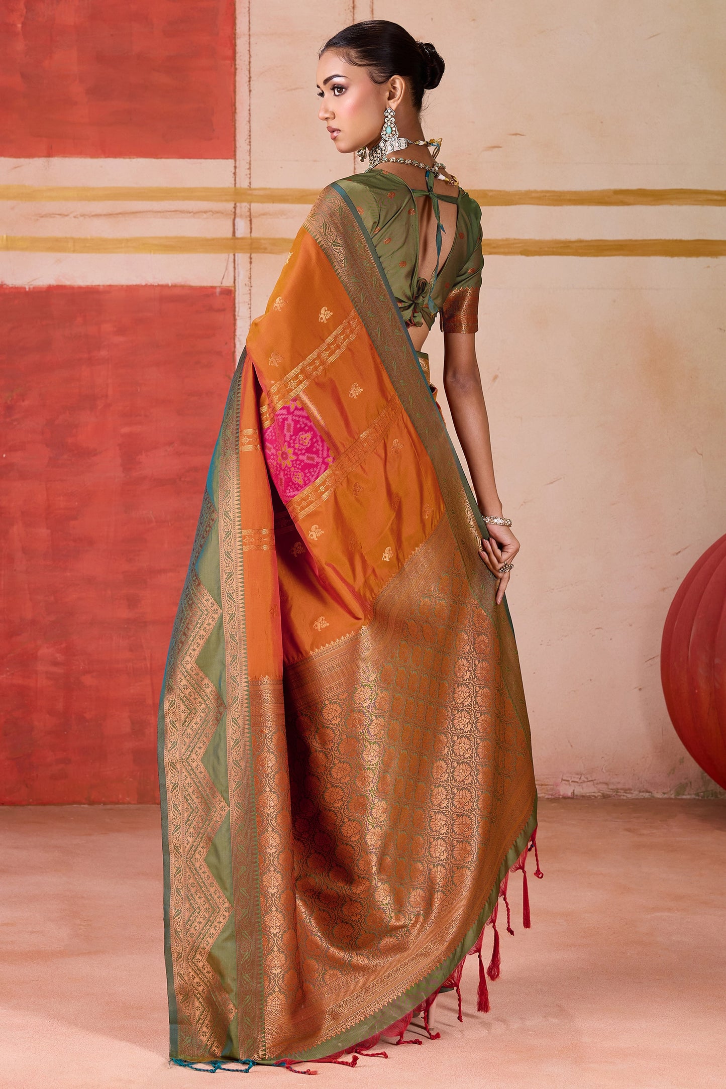 Orange Woven Silk Saree-SAR11955_4_SareeButa.com