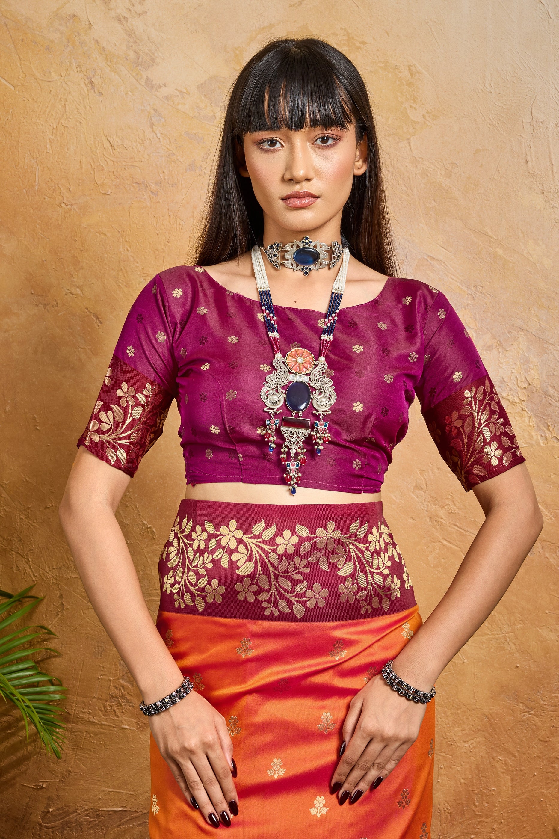 Orange Woven Silk Saree-SAR12323_4_SareeButa.com