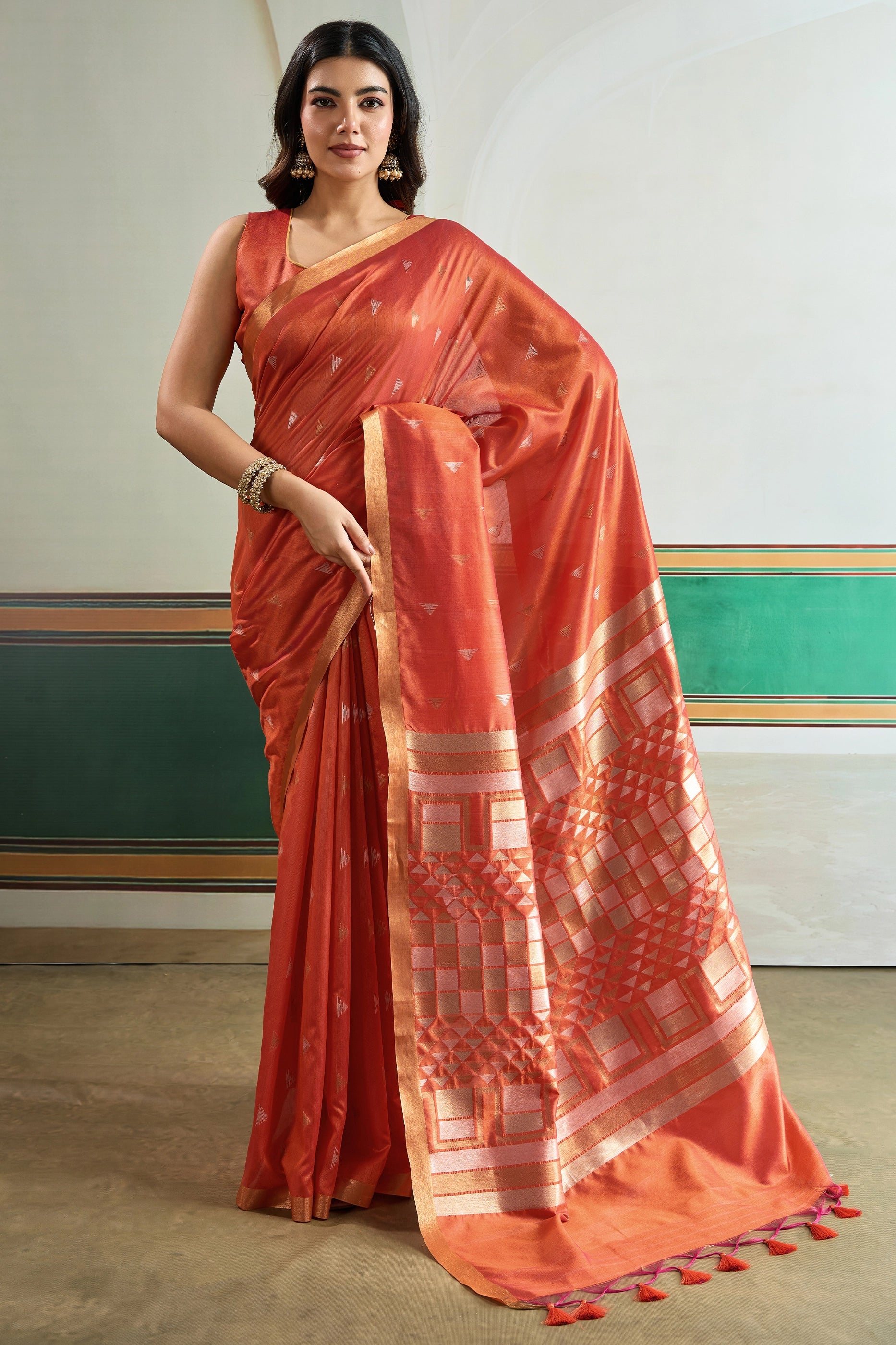 Orange Woven Silk Saree-SAR12408_1_SareeButa.com