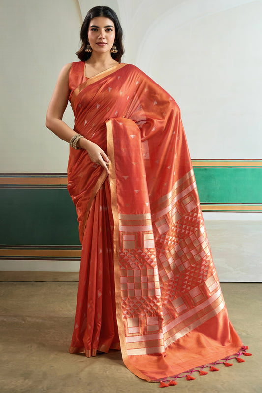 Orange Woven Silk Saree-SAR12408_1_SareeButa.com