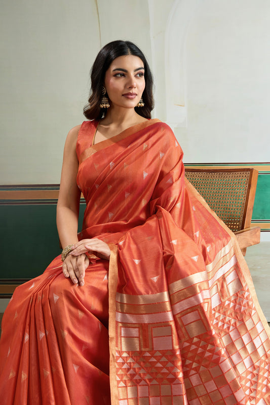 Orange Woven Silk Saree-SAR12408_2_SareeButa.com