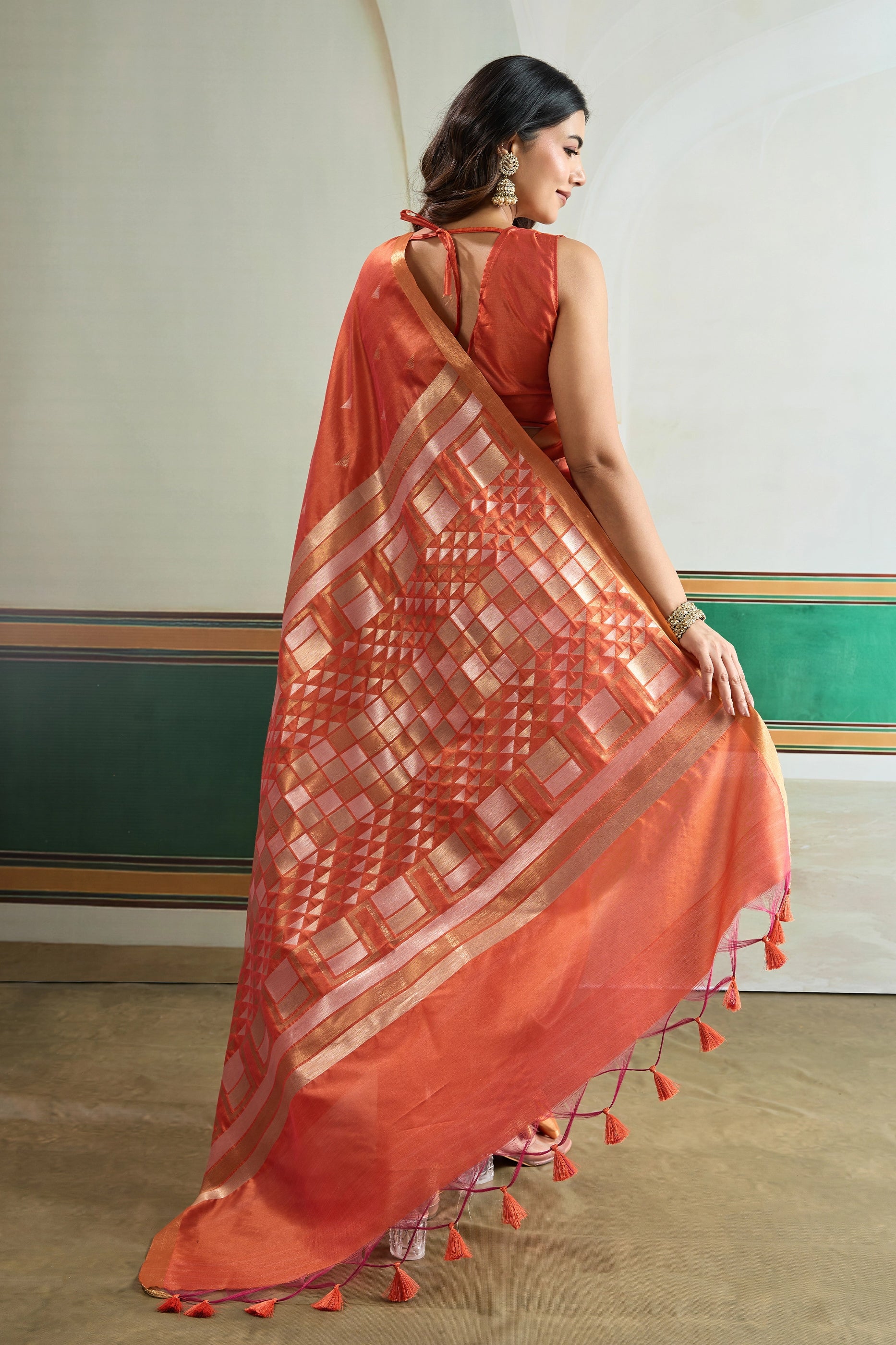 Orange Woven Silk Saree-SAR12408_3_SareeButa.com