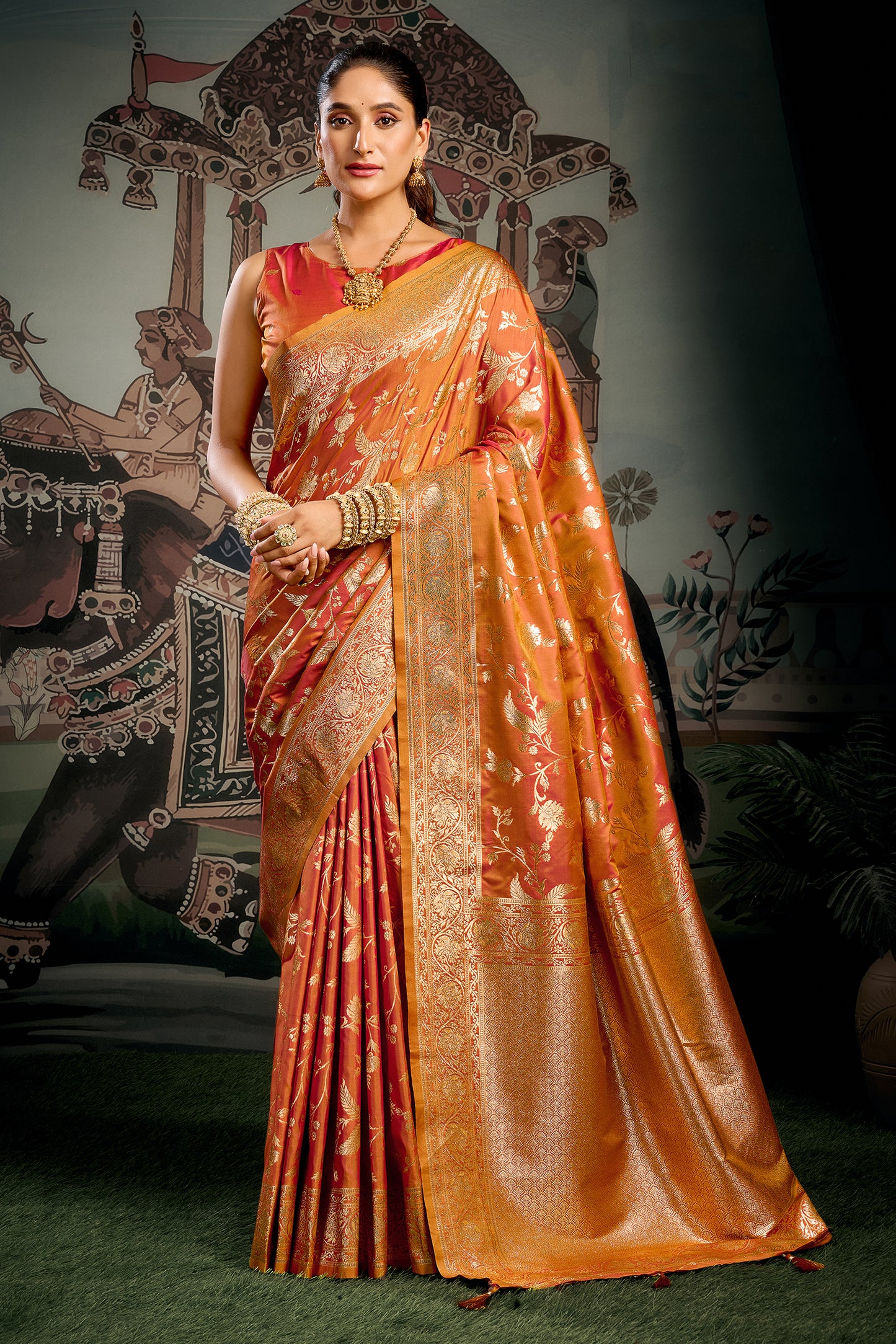 Orange Woven Silk Saree-SAR12622_1_SareeButa.com
