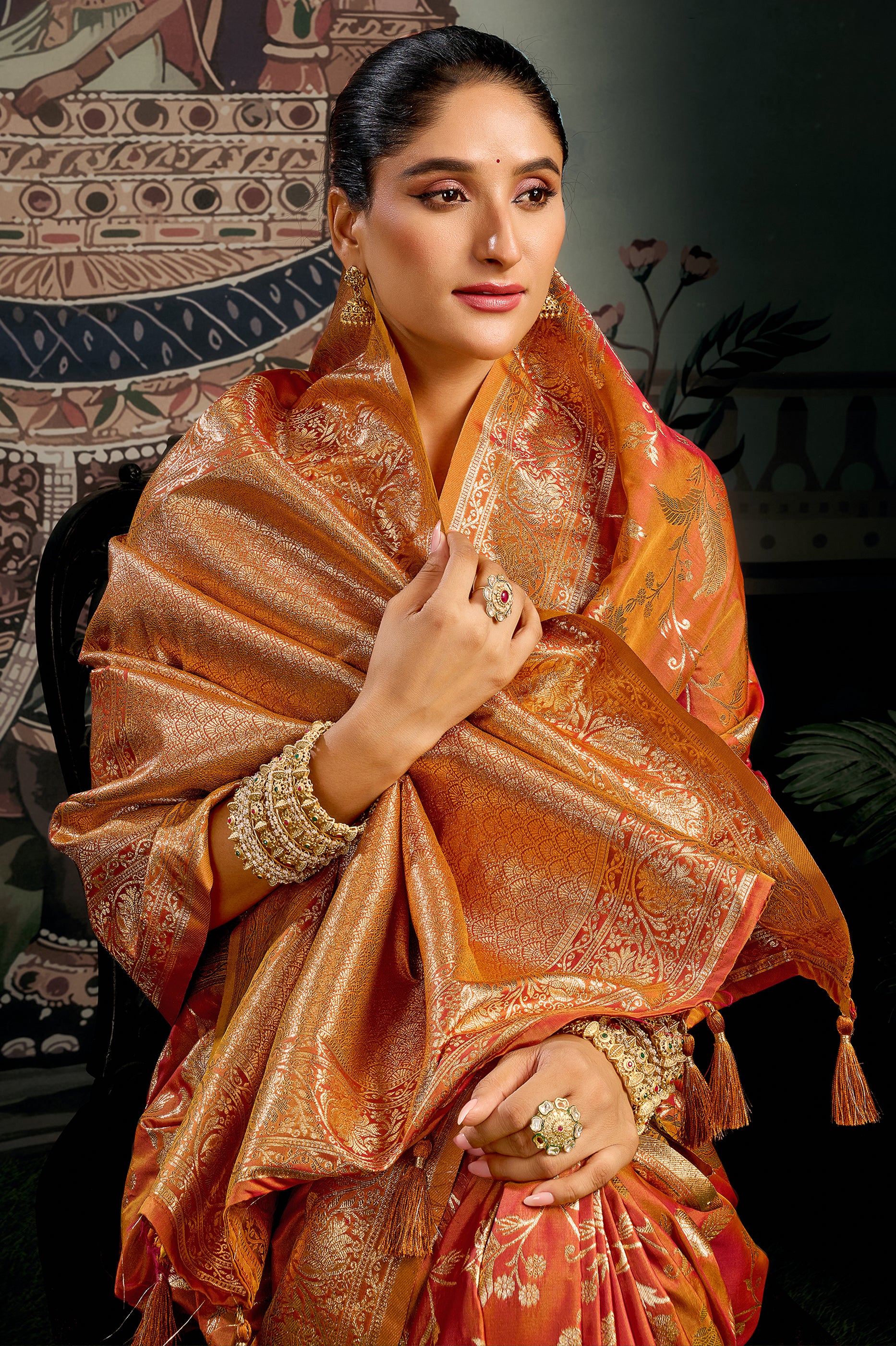 Orange Woven Silk Saree-SAR12622_2_SareeButa.com