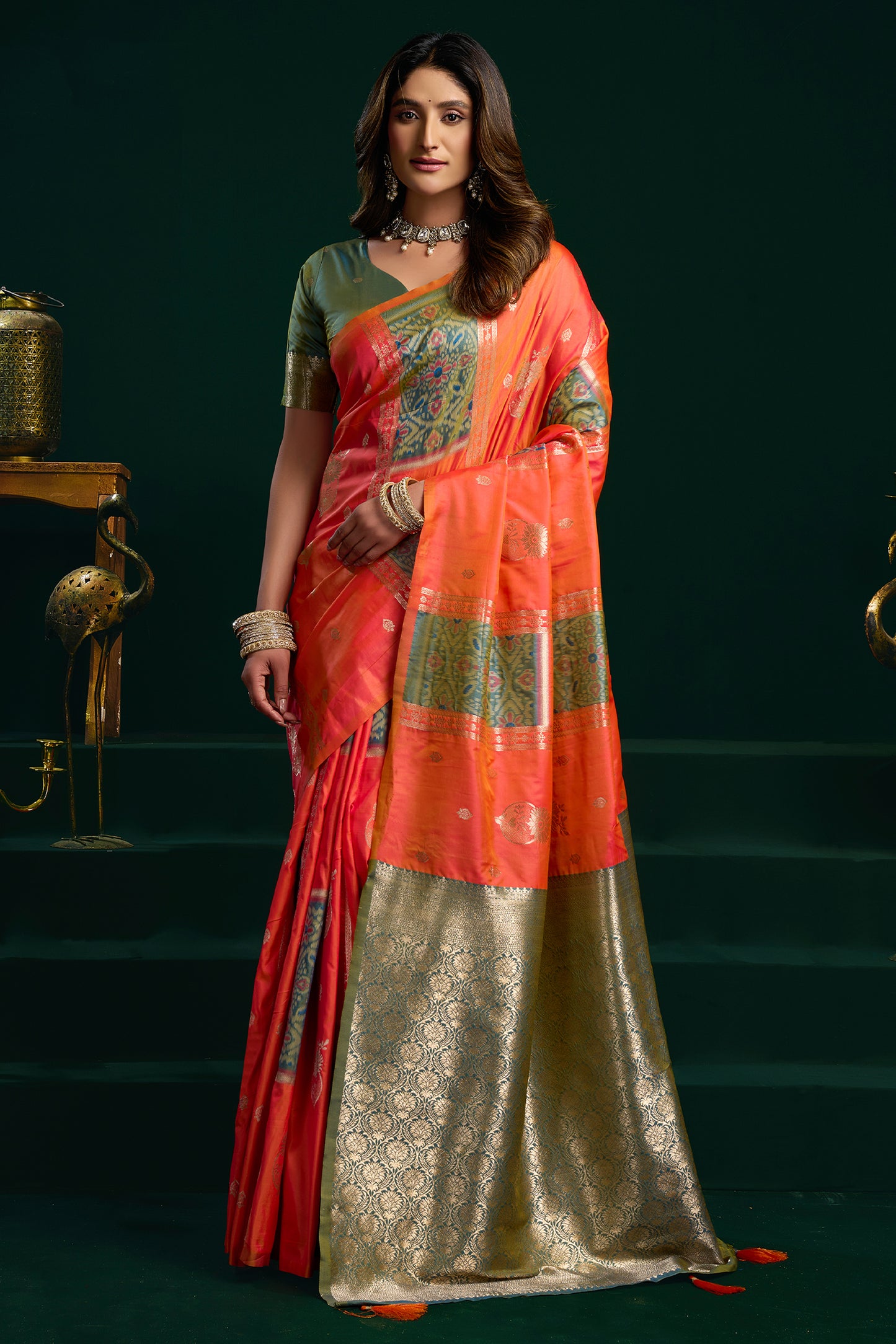 Orange Woven Silk Saree-SAR12703_1_SareeButa.com