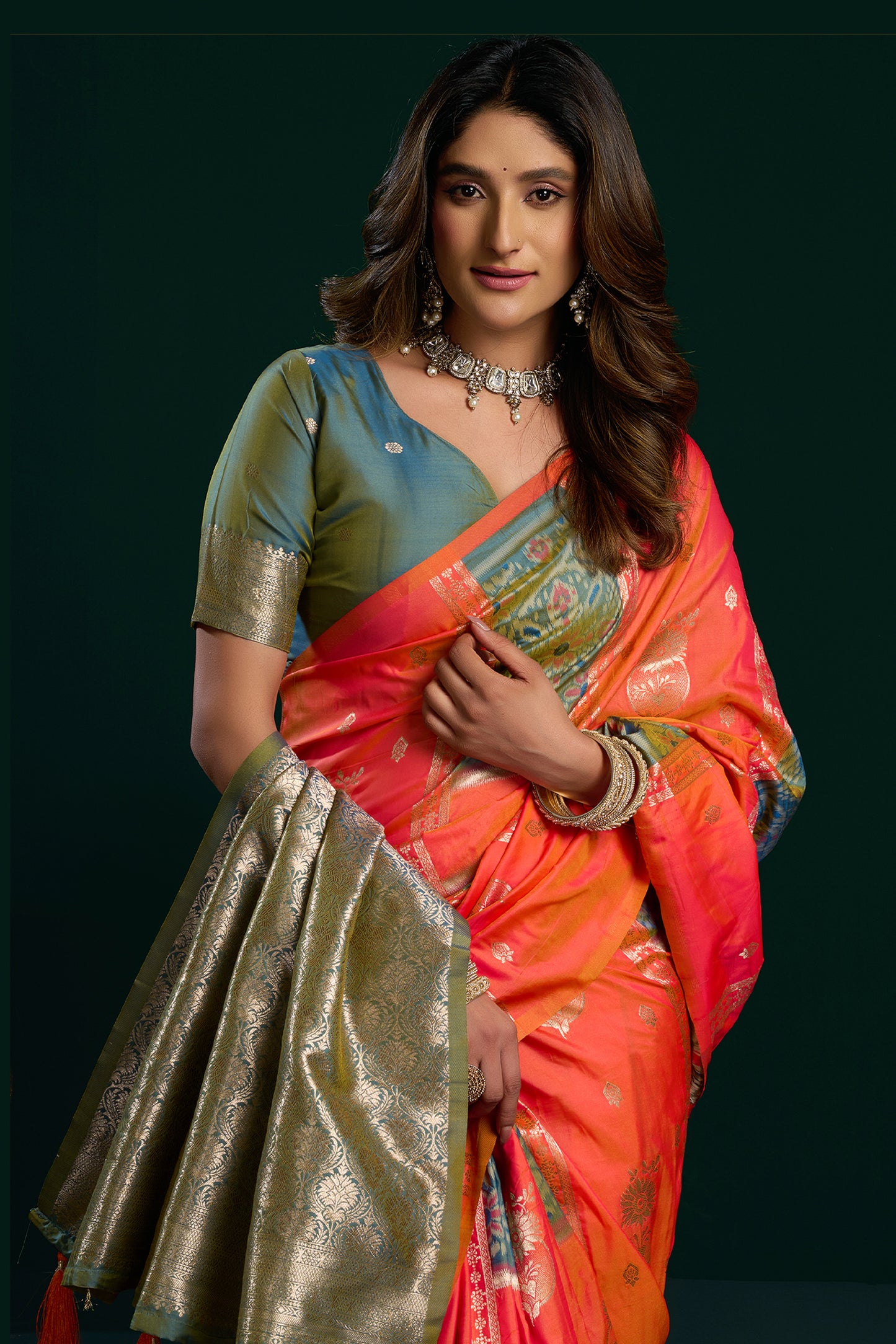 Orange Woven Silk Saree-SAR12703_2_SareeButa.com