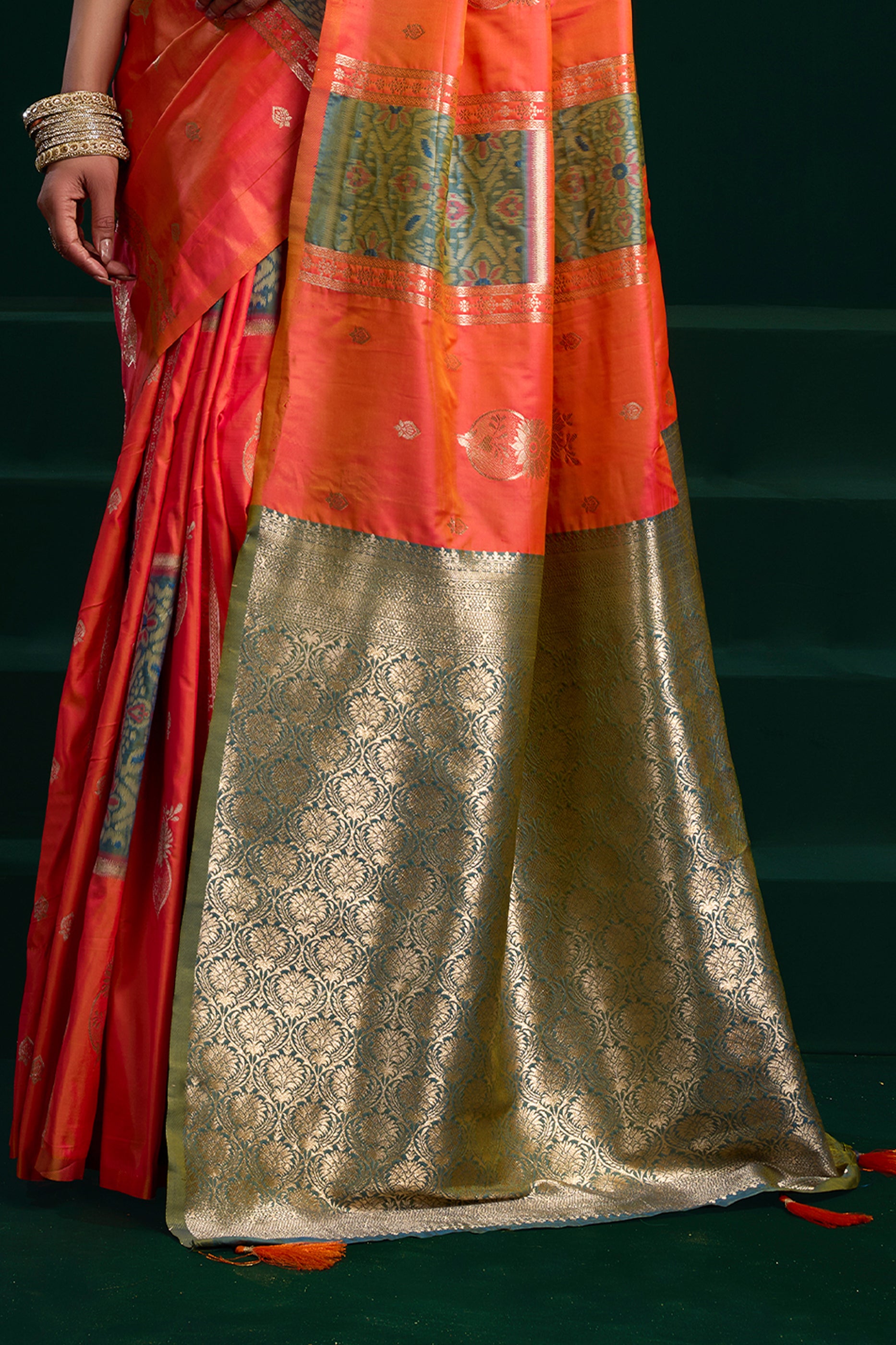Orange Woven Silk Saree-SAR12703_4_SareeButa.com