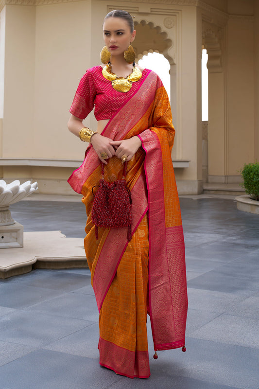 Orange Woven Silk Saree-ZB133512_1_SareeButa.com