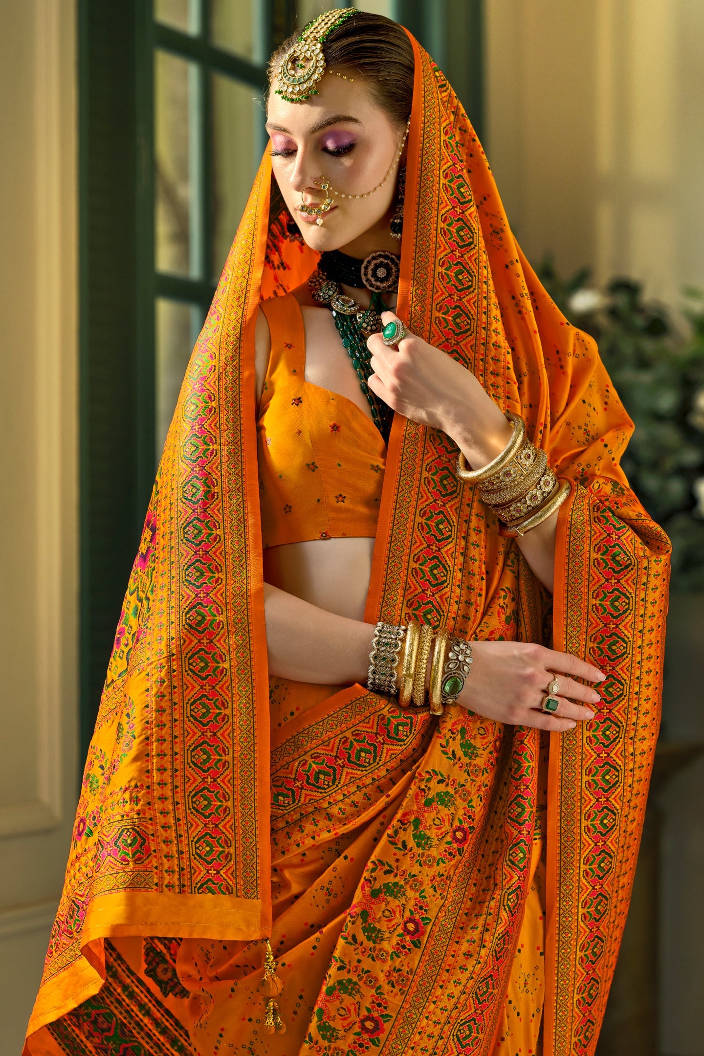 Orange Woven Silk Saree-ZB133663_2_SareeButa.com