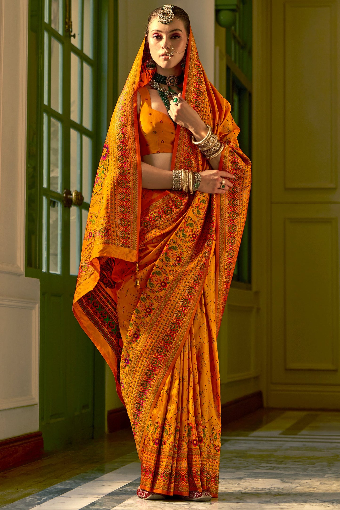 Orange Woven Silk Saree-ZB133663_3_SareeButa.com